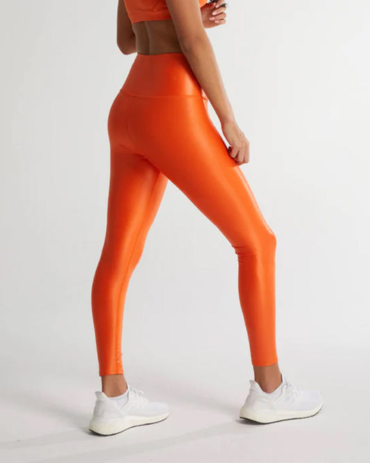 Orange Metallic Leggings